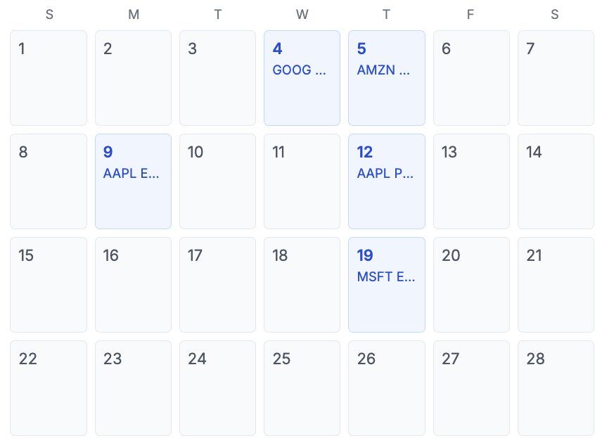 Dividend calendar preview